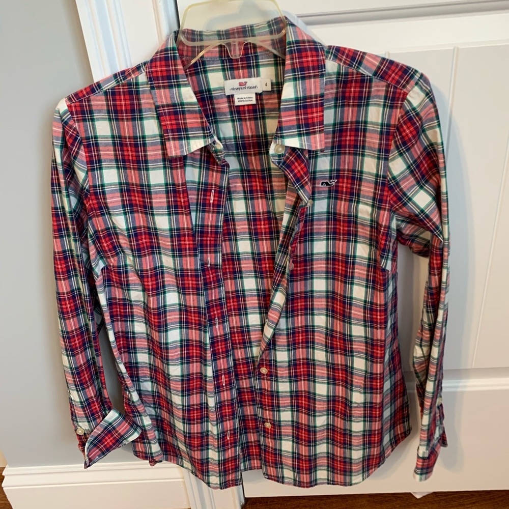 Vineyard Vines cotton plaid button up women’s size 4